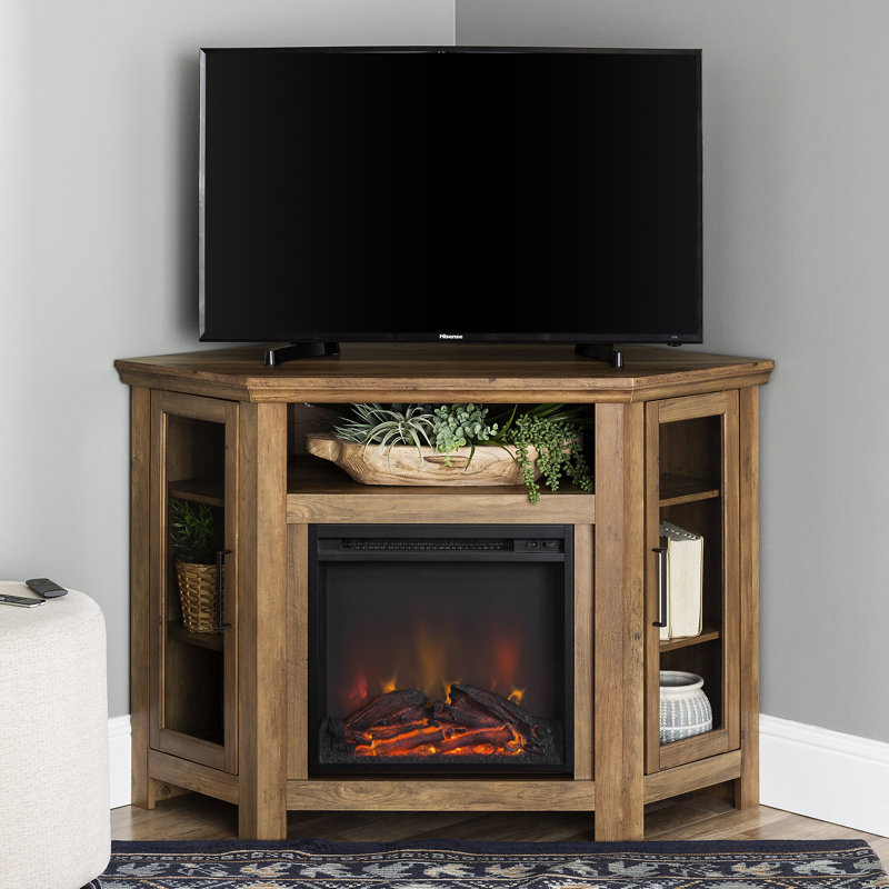Mistana Tieton Corner TV Stand for TVs up to 48 inches with Electric Fireplace Included